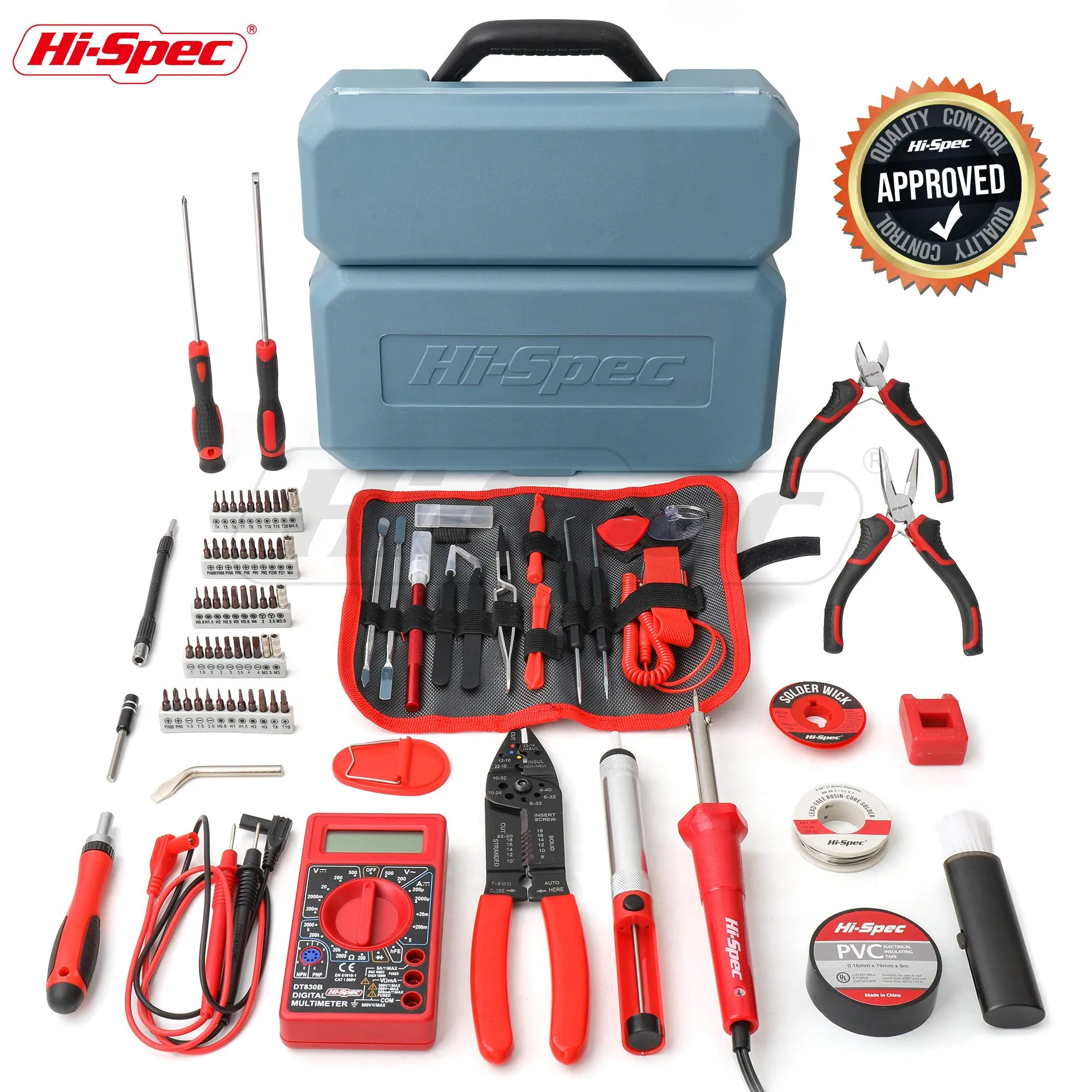 84pc Electronics & Soldering Iron Tool Kit Set. Includes Digital Multimeter and Precision Tools for Electrical, PCB & Computer Repairs