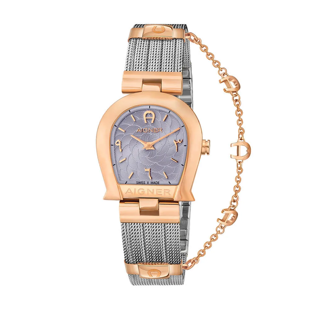 Aigner Cremona Women's Light Purple Dial Silver Rose Gold Watch