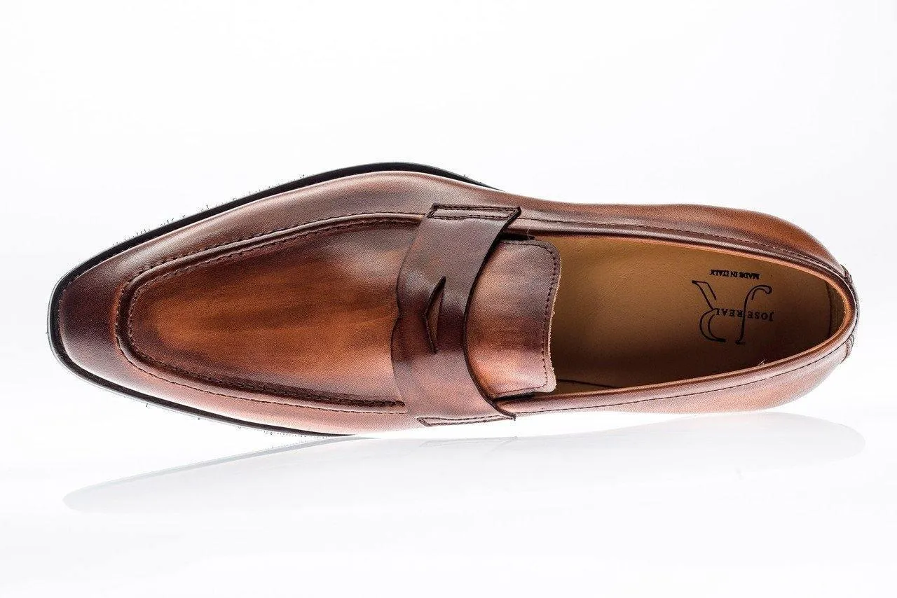 AMBERES LOAFER by JOSE REAL Made in Italy-Color cognac