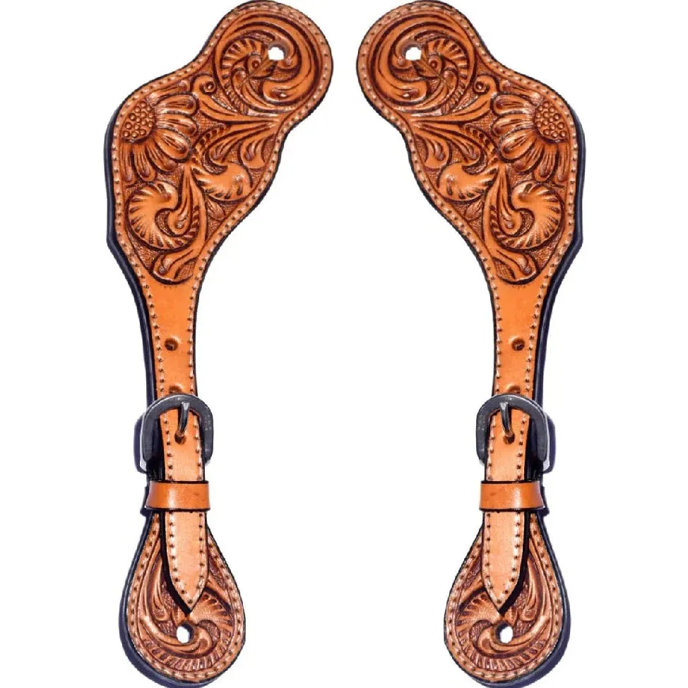 Bar H Equine Vintage Classic Floral Leather Spur Straps