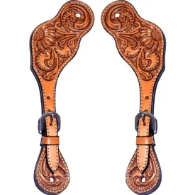 Bar H Equine Vintage Classic Floral Leather Spur Straps