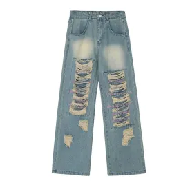 Beggar Ripped Patch Embroidered Letter Jeans