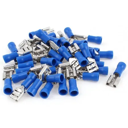 Blue Female Spade 6.3mm Terminals, Non insulated / Pack of 100