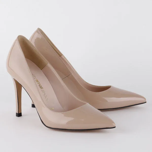 *BRAMARE - beige patent, 9cm size UK 3