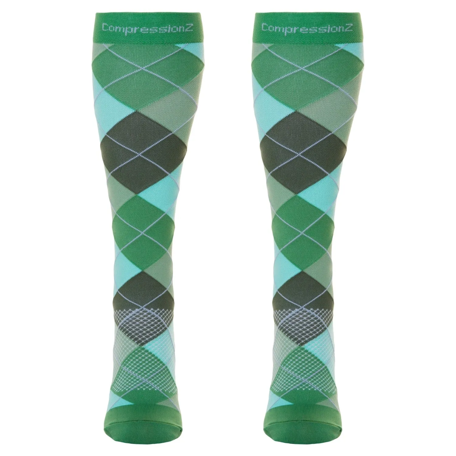 Compression Socks (30-40 mmHg) - Argyle Green