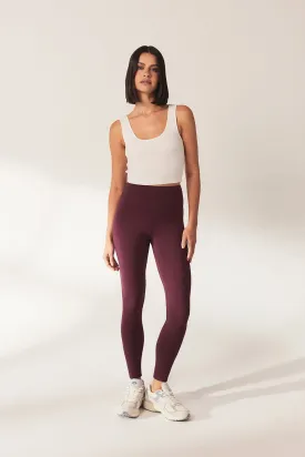 Curve Lightweight Everyday High Waisted Leggings - Burgundy