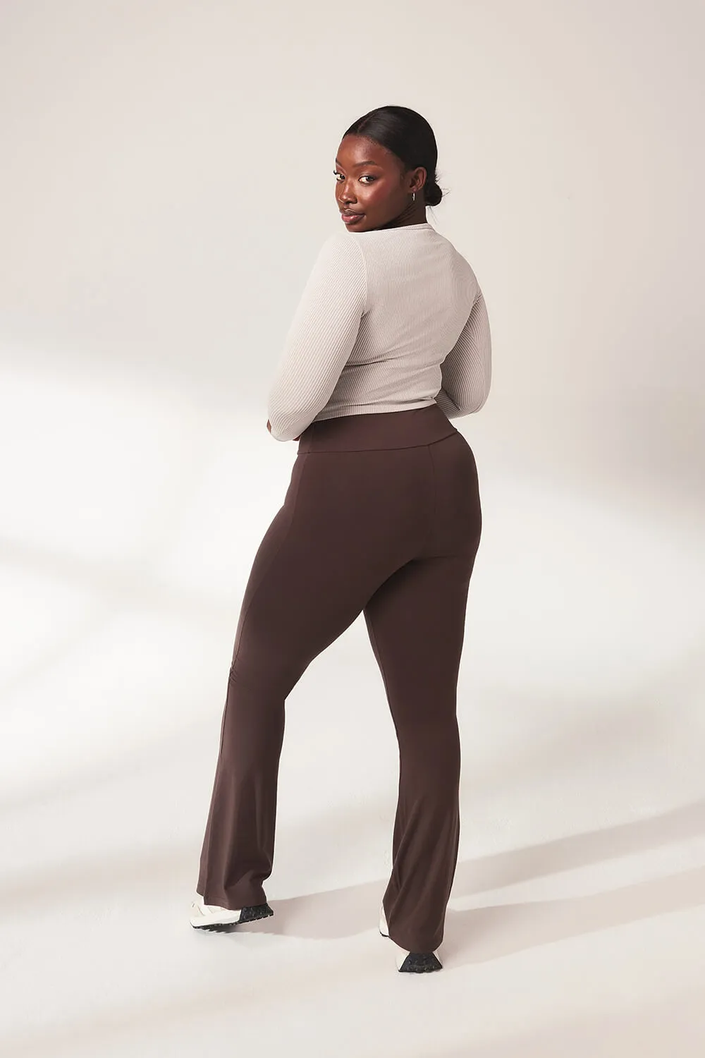 Curve lightweight Flare Leggings - Espresso Brown