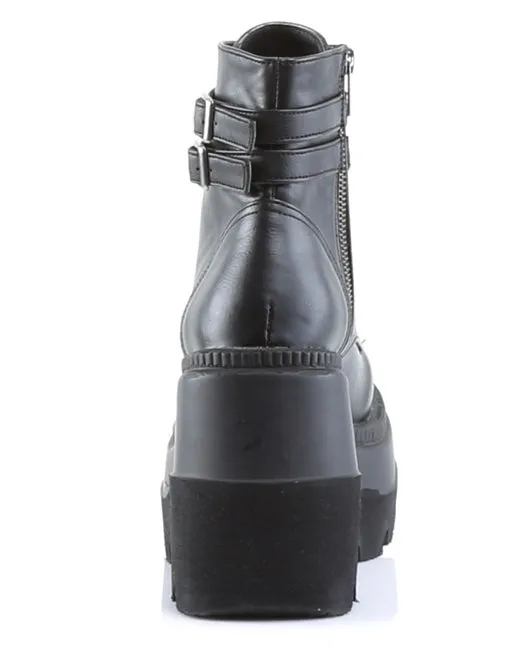 Demonia Matte Black Stacked Platform Boots