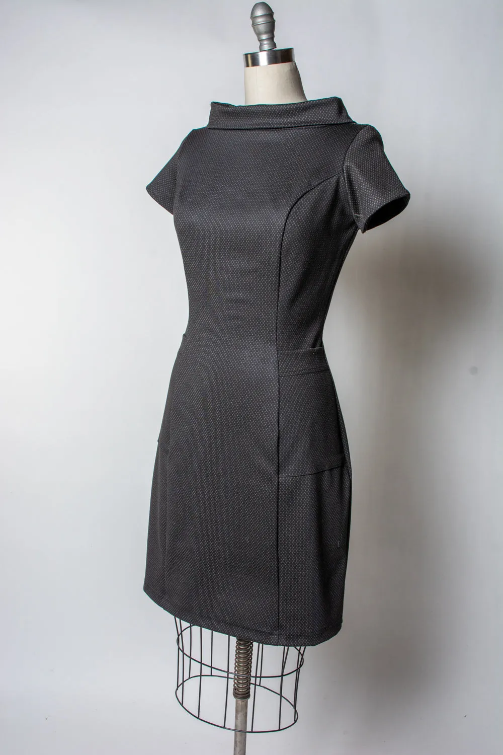 Dominique Dress - Black & Grey Pin Dot