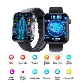 ECG smart watch with blood pressure monitor body temperature blood glucose heart rate blood oxygen