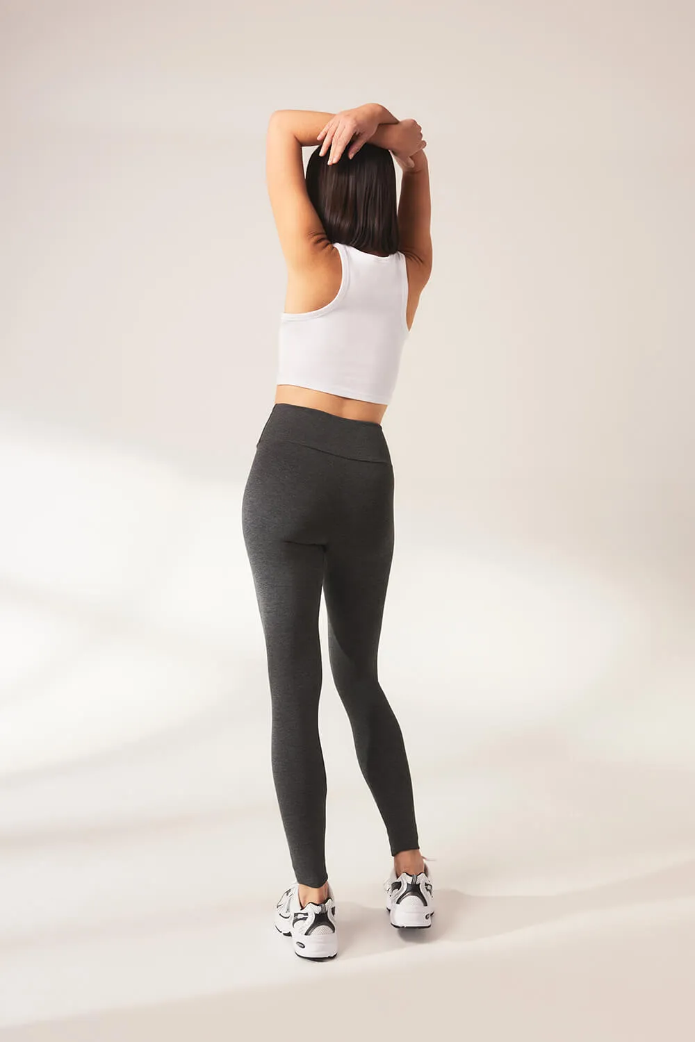 Lightweight Everyday High Waisted Leggings - Dark Grey Marl