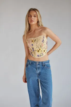 Marigold Strapless Floral Lace Corset Top