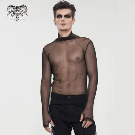 Men's Gothic Turtleneck Sheer Mesh Shirt