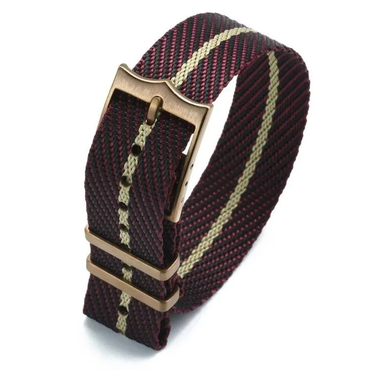 Patrice Nylon Zulu Watch Strap With Copper Pin Buckle