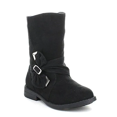 Toddler Girl's Maisy-800D Faux Suede Buckle Round Toe Boots